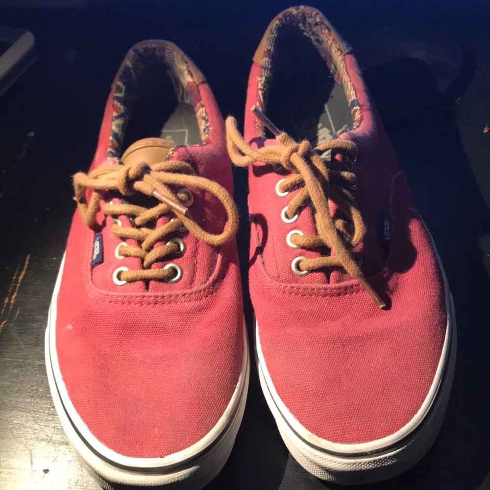 Red and tan Vans